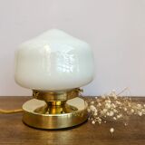 Vintage globe-laying lamp in white opaline