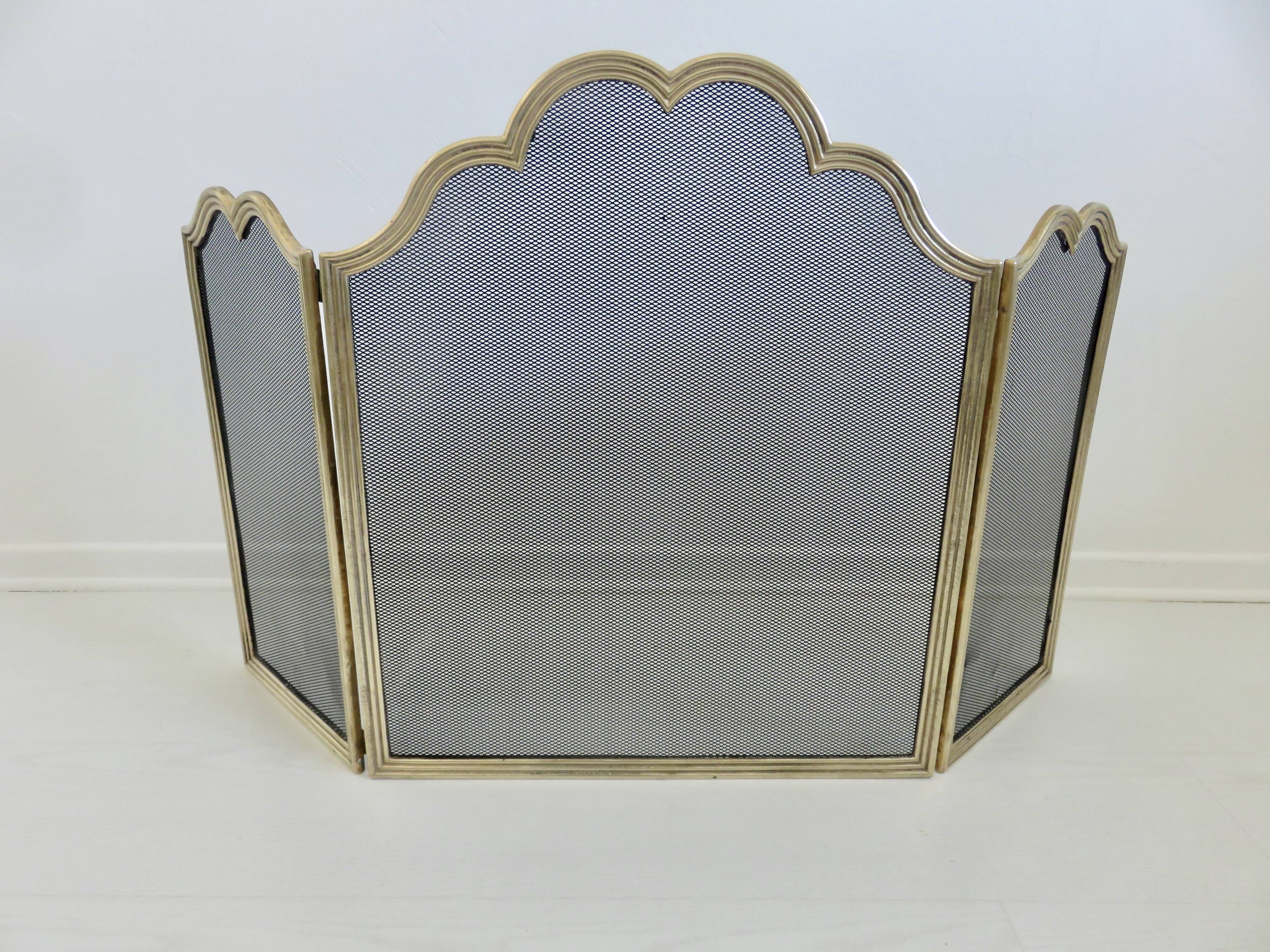Fire screen, spark screen "made in Italy" brass 1970