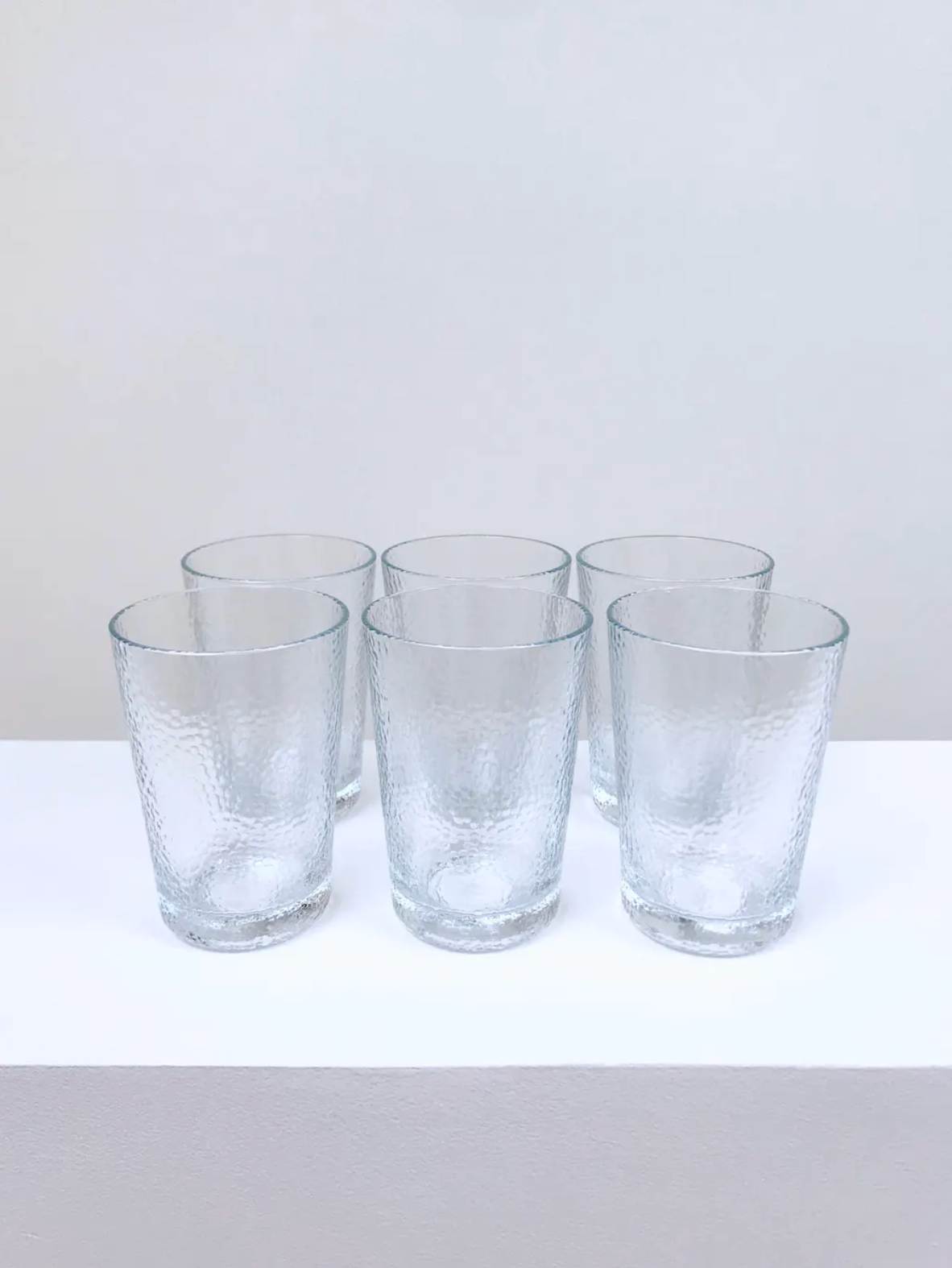 Lot of six hammered glass glasses