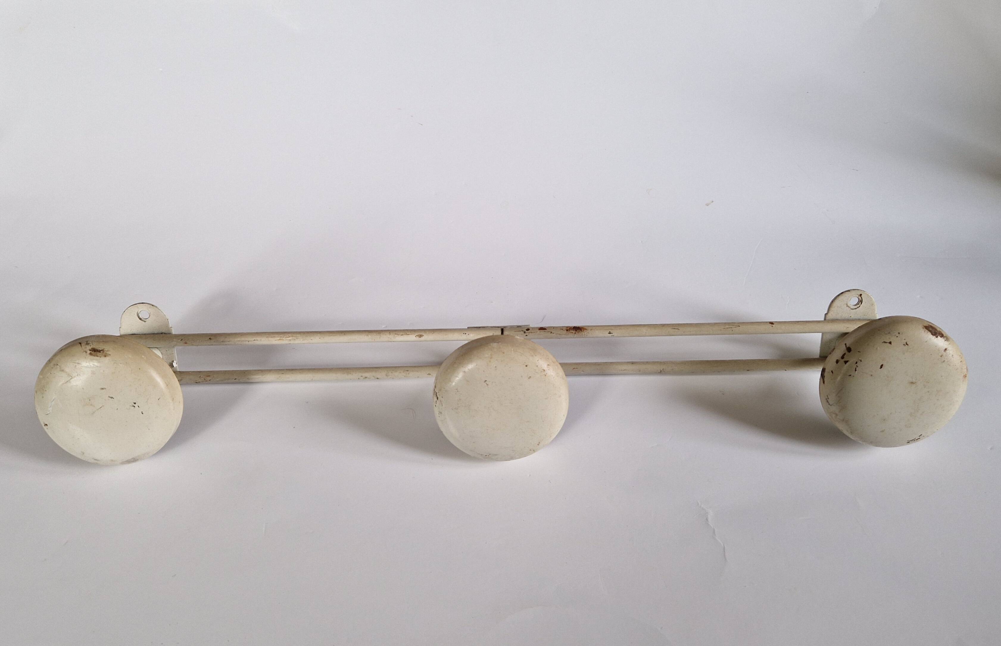White metal wall coat rack, 1970