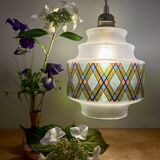 Vintage stained glass globe pendant light