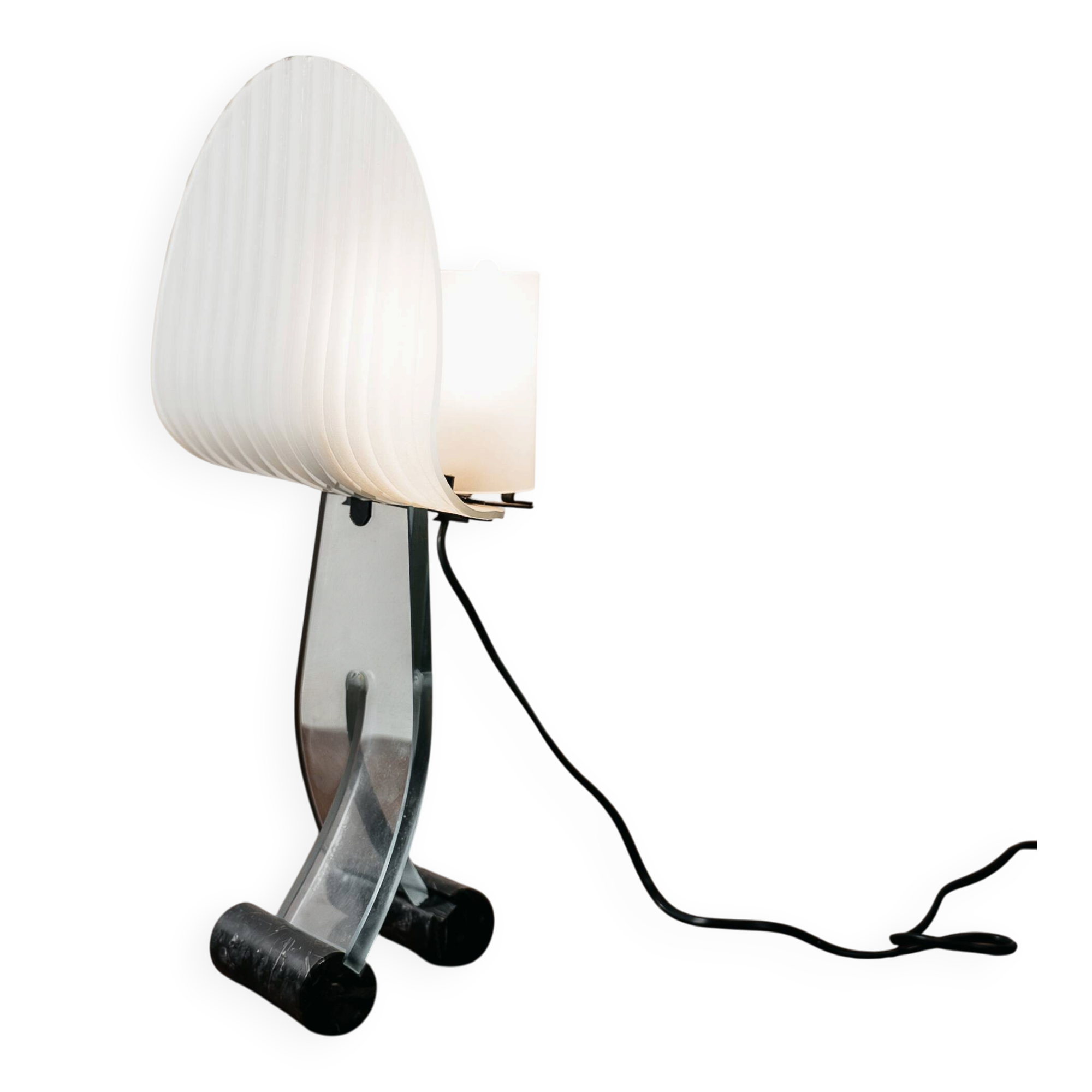 Lampada Da Tavolo Silhouette Design Table Lamp Marble & Glass 1980’s P