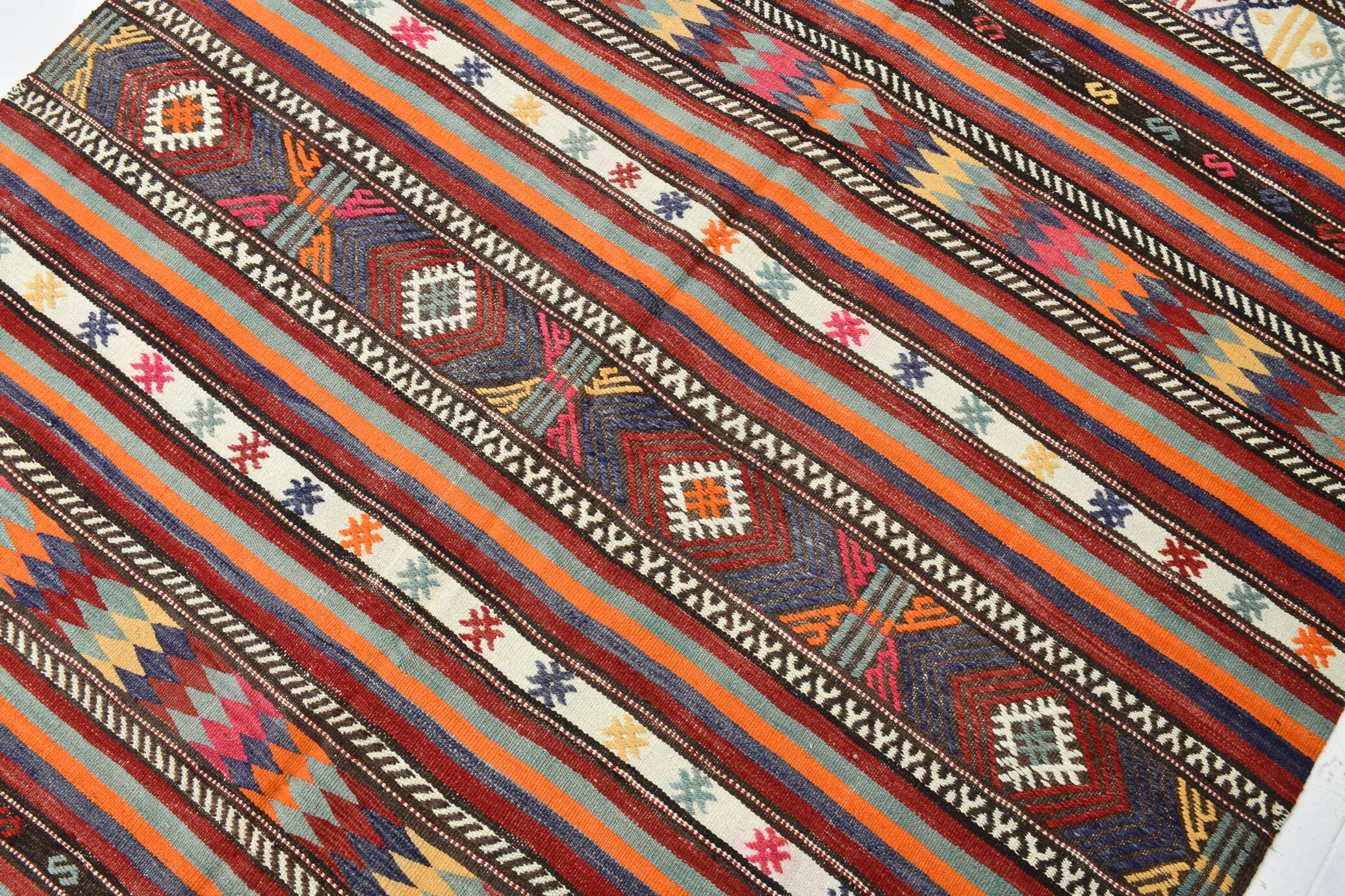 6x8 Area Kilim Rug,Turkish Wool Rug,Antique Rug,169x257 Cm