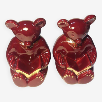 Pair of ceramic bear bookends