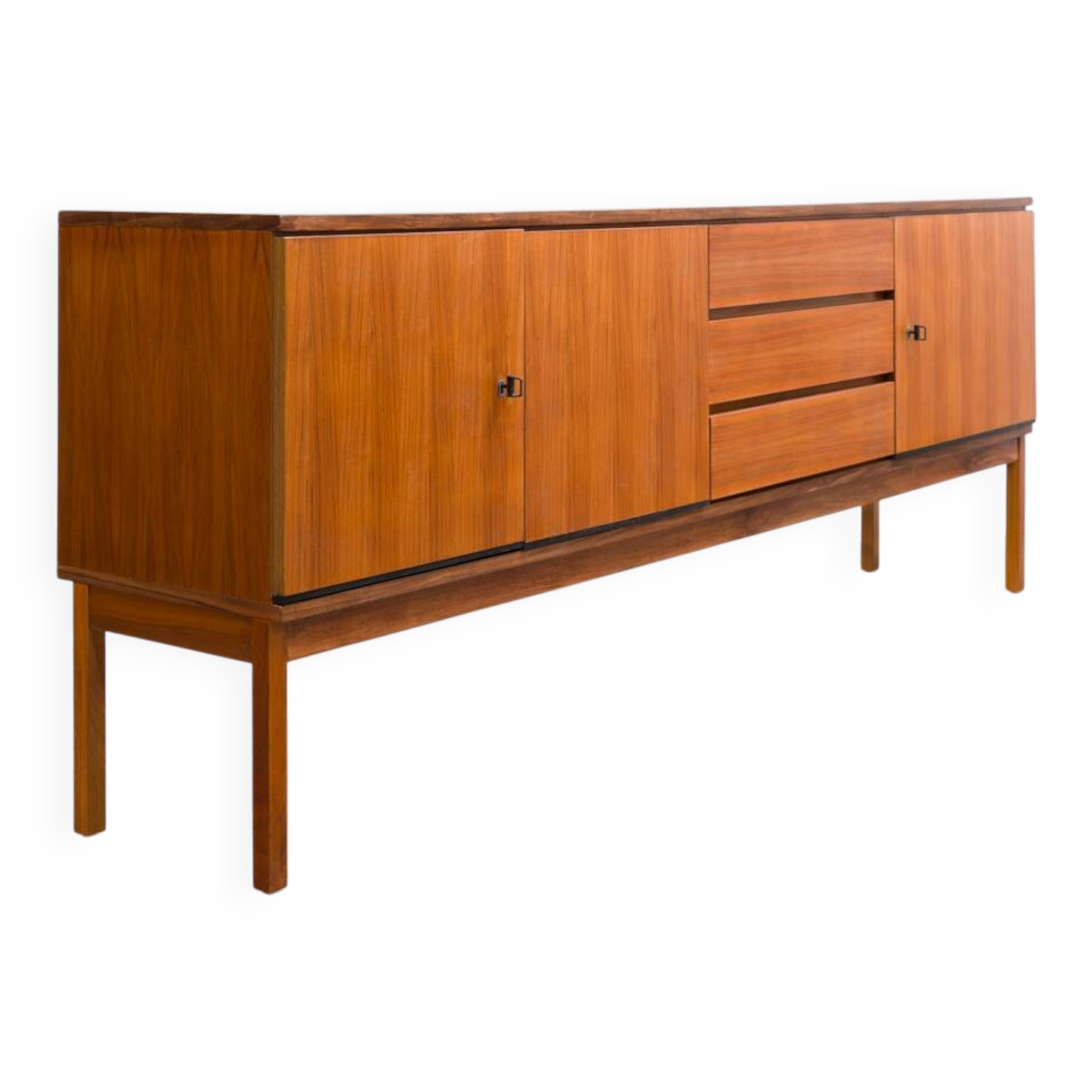 1960s walnut enfilade, sleek design, restored.