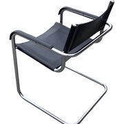 Set of 4 bauhaus cantilever chairs black leather and chrome design 80's