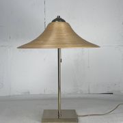 Lampe de table en laiton et rotin en roseau, Italie 1970