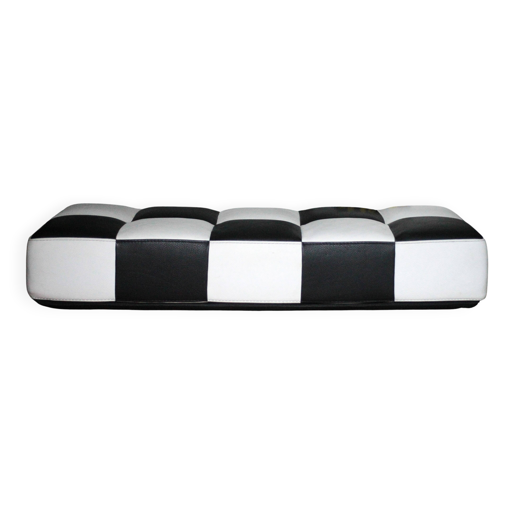 Banquette Roche Bobois cuir damier noir et blanc, banquette basse