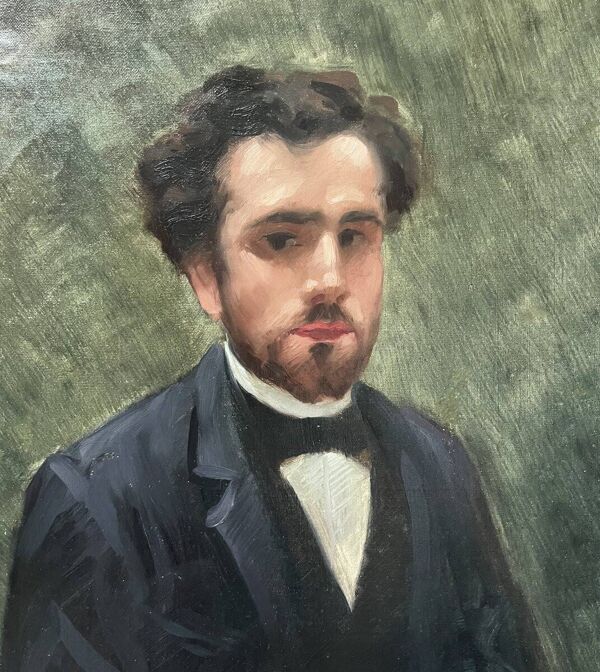 école Française Du XIXe Siècle, Portrait d'Un Jeune Homme, 1891 Huile Sur Toile