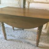 Walnut shutter table with drawer on wheels