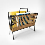 Braided wicker and wrought iron magazine holders