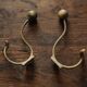 Set of 2 double coat hooks in brass