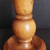 Vintage olive wood hand candle holder Oliv art made in Spain