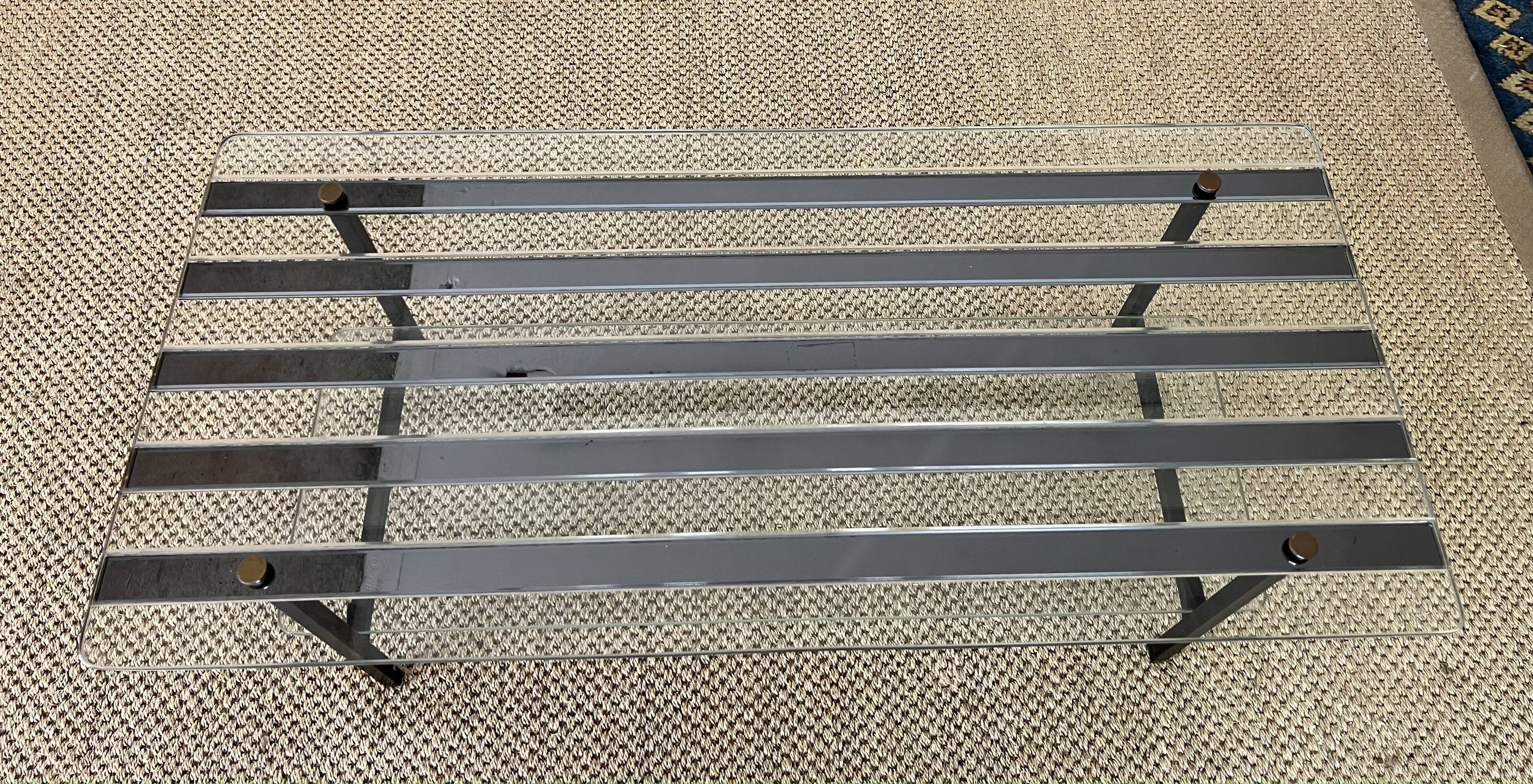 Glass and metal coffee table