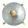 Ceiling lamp round in brass and vintage glass