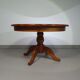 70s pine wood dining table / wood column leg table in 4-leg design with round top