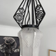 Hanging lamp in wrought iron and pressed molded glass, art nouveau