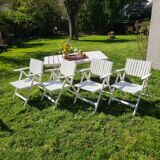 Set armchairs and garden table vintage circa 1970 R Gleizes