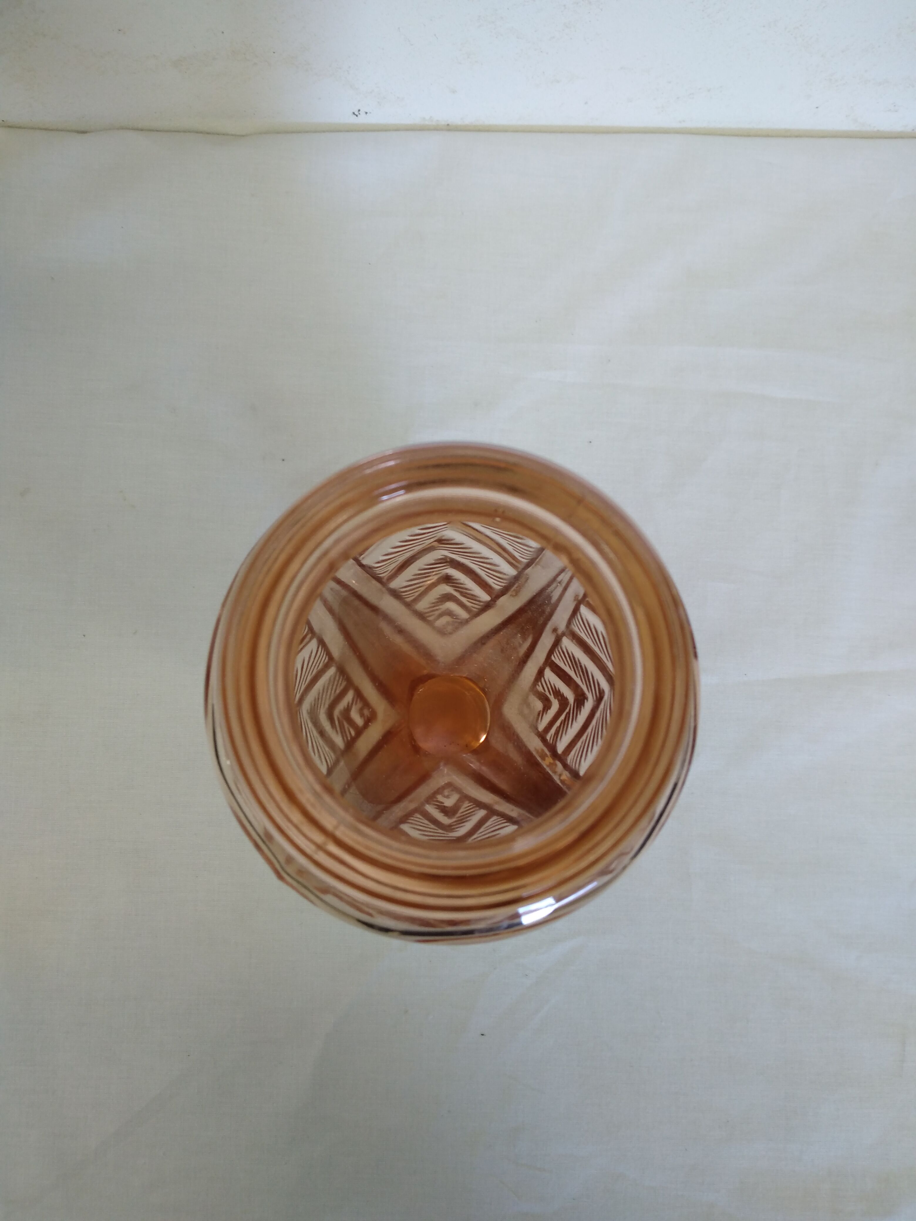 Art Deco pink blown glass vase