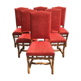 Vintage Louis XIII style chairs sheep bones in beech and velvet.