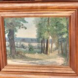 Grand paysage vert, peinture à l'huile
