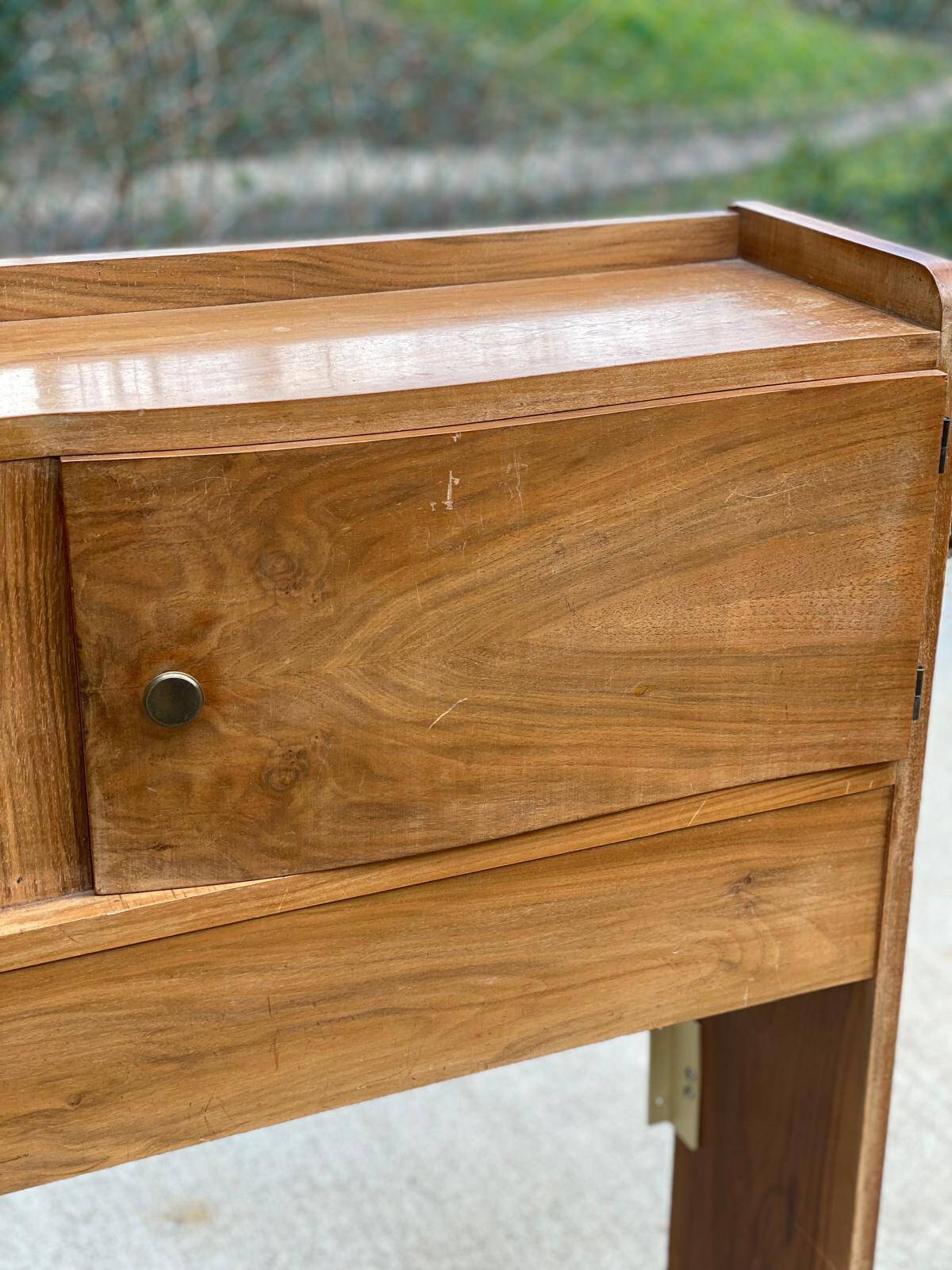 Cozy art deco headboard in lacquered burl wood, 1960s, 195cm