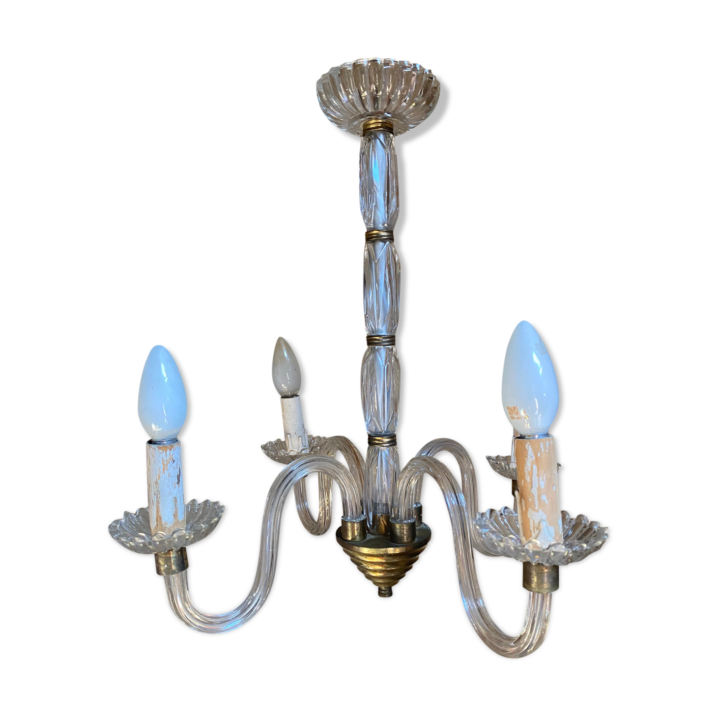 Glass and brass chandelier