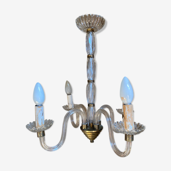 Glass and brass chandelier