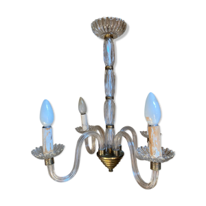 Lustre en verre et laiton