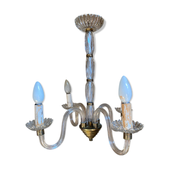 Glass and brass chandelier