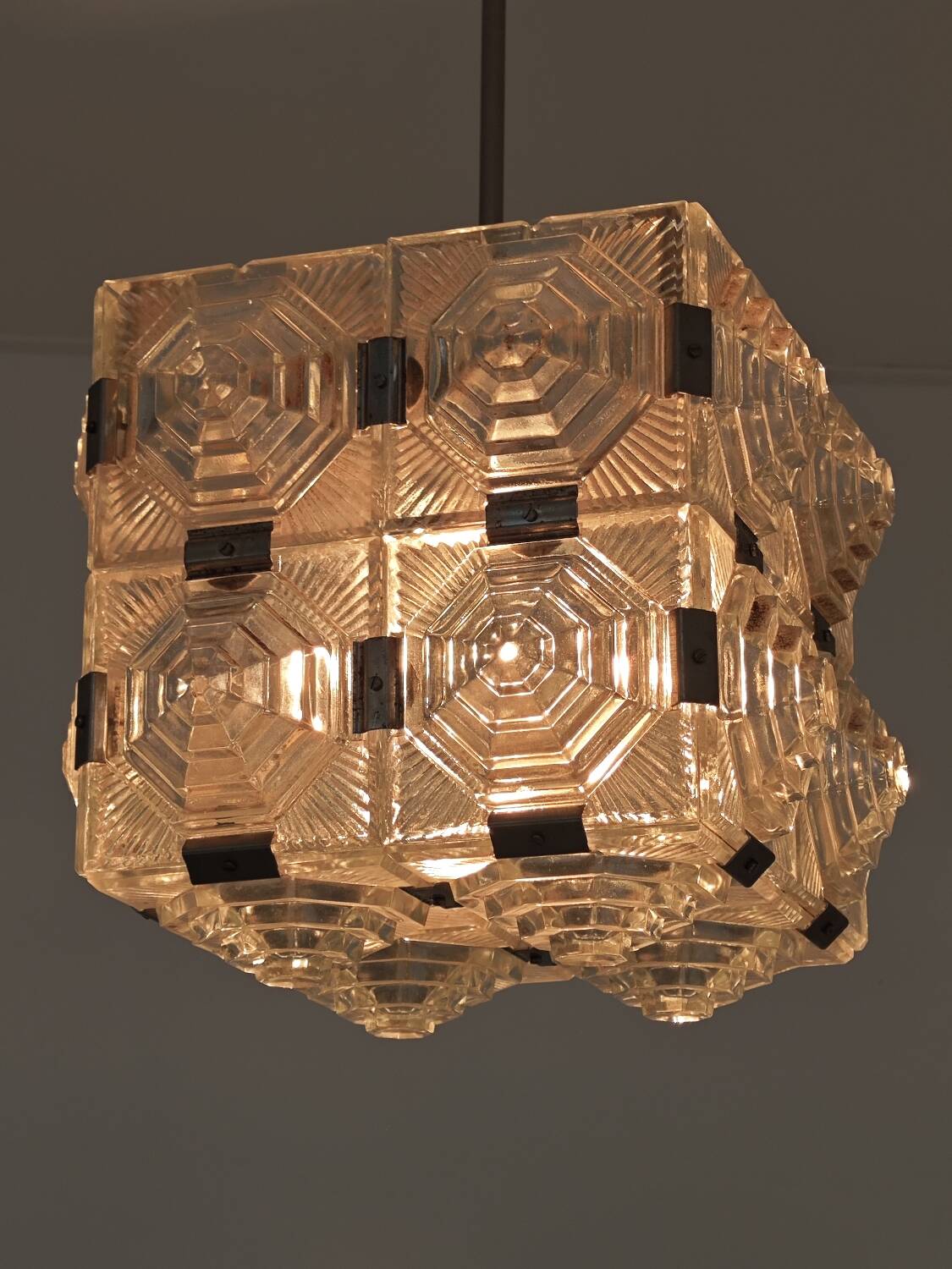 Pyramid chandelier by Jaroslav Bejvl for Preciosa, Kamenicky Senov 1967