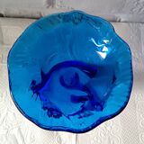 Beautiful trumpet VASE, in blown cobalt blue glass