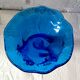 Vase trompette en verre bleu cobalt soufflé