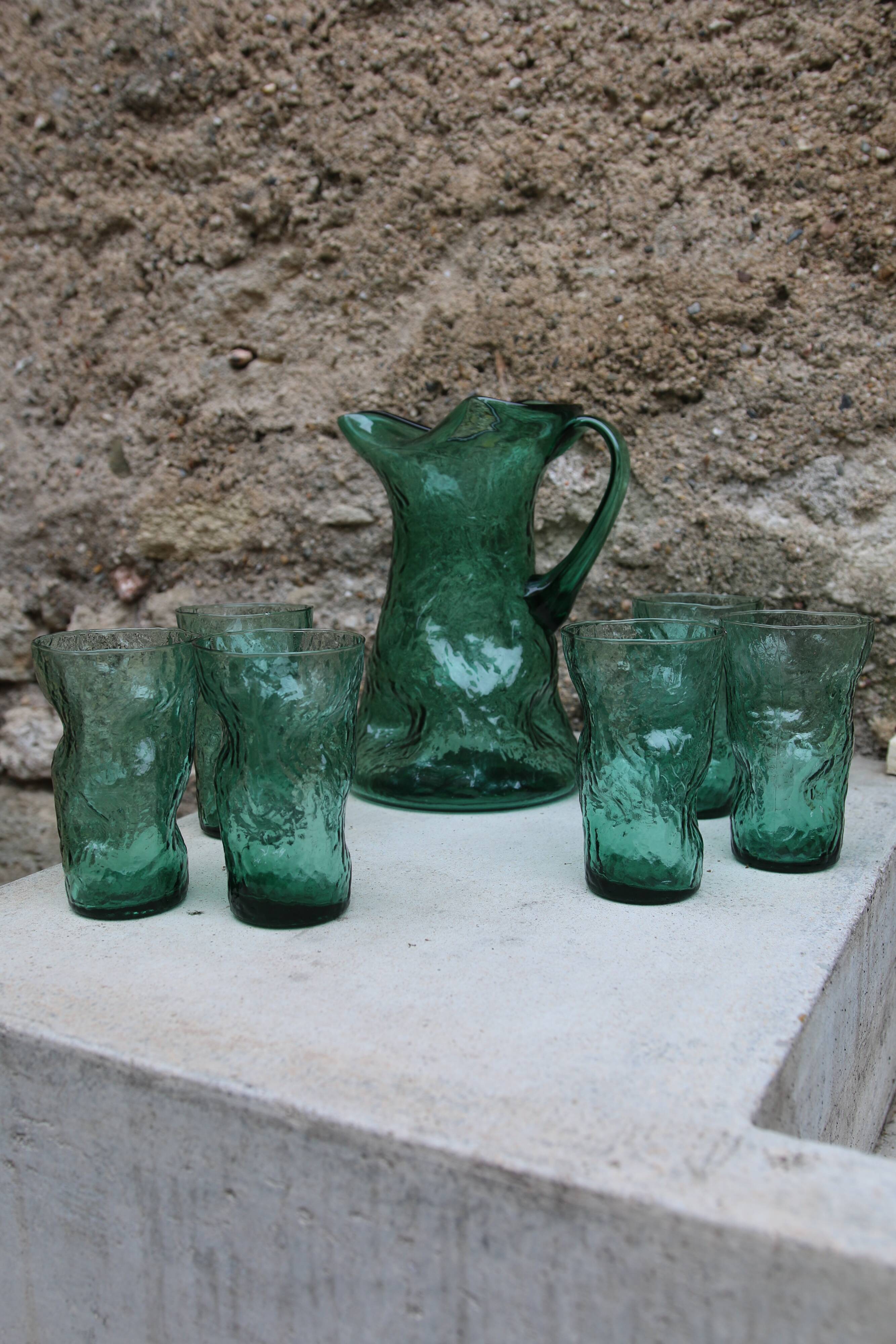 Vintage blown glass orangeade set