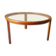 Round bass table in oak and glass, 50s