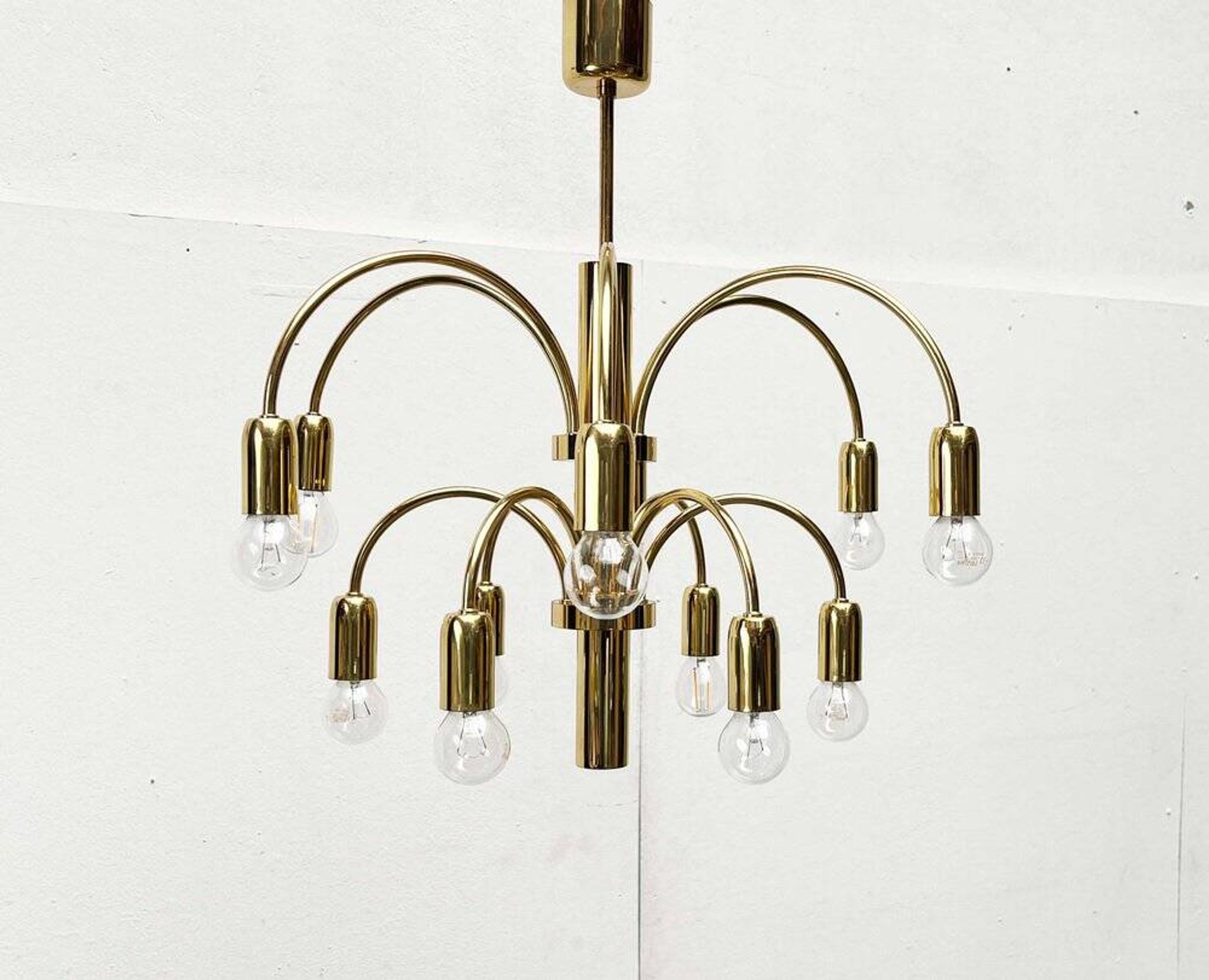 German vintage brass chandelier by Star Leuchten, 1970s.