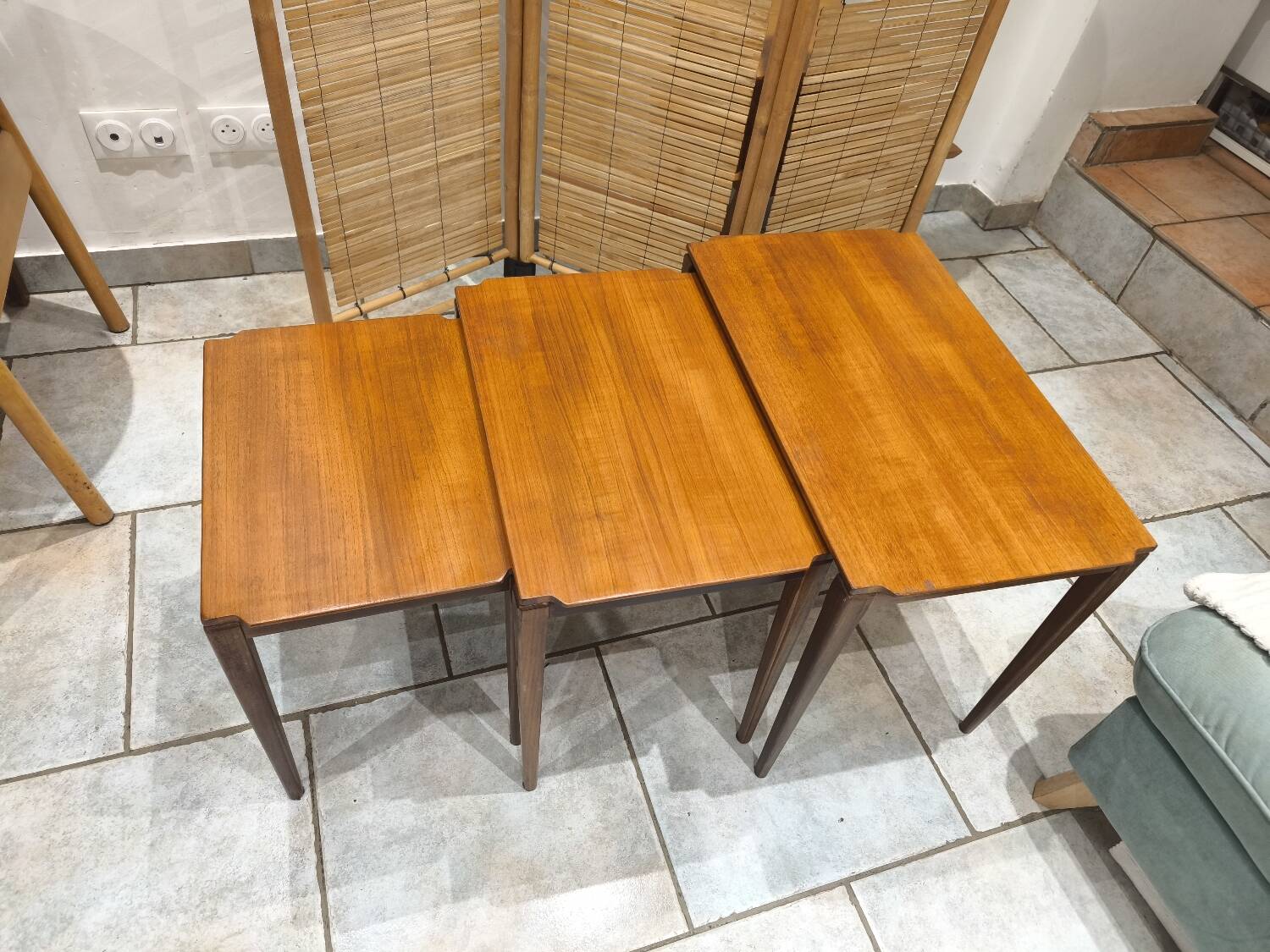 Vintage Scandinavian nesting coffee table in solid teak