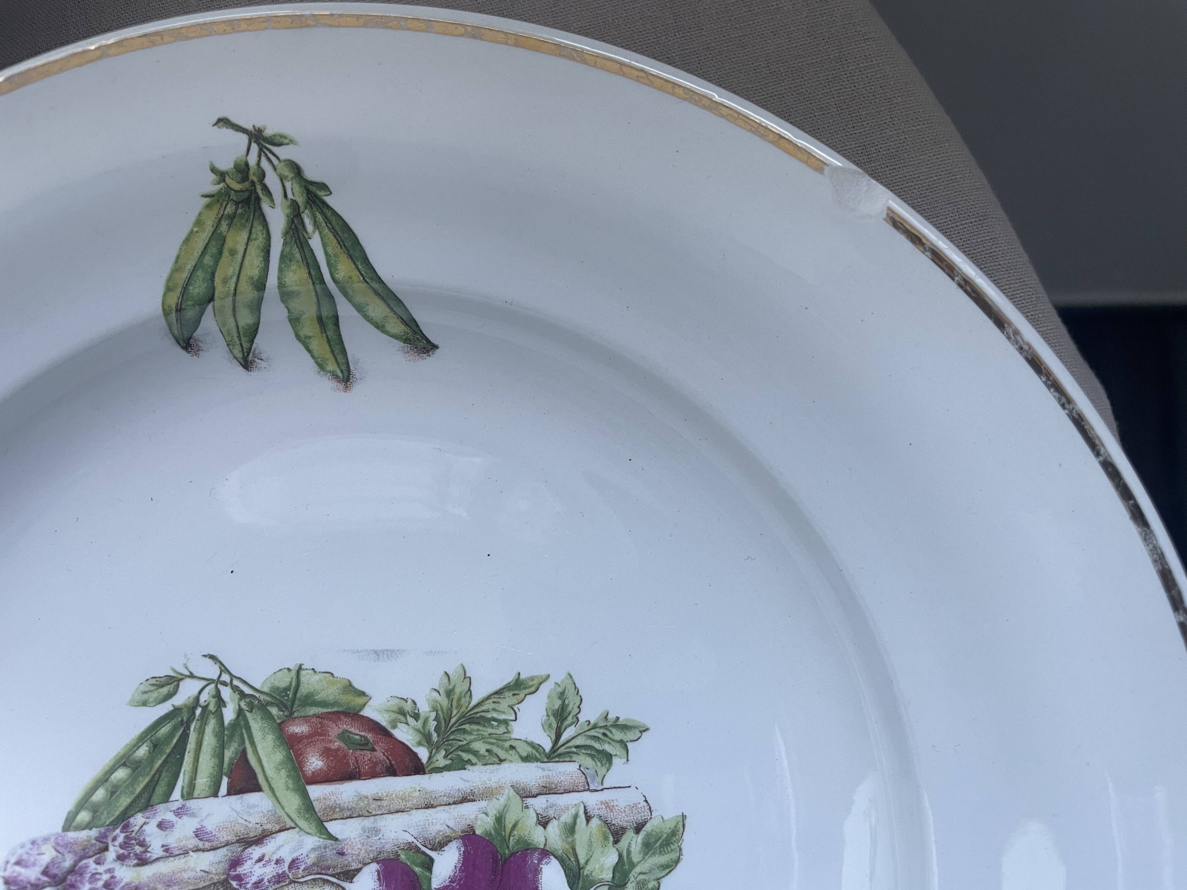 4 antique deep plates Céranord Saint-Amand vegetable garden design