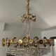 Waterfall chandelier with crystal grapevines and golden aluminum 60s-70s