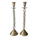 Pair of twisted brass candlesticks 37cm