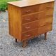 Vintage chest of drawers from the 50s in blond oak 4 drawers feet bobbin