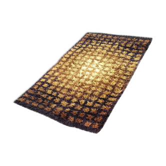 Scandinavian rug wool Rya yellow orange pop 92 x 162 cm
