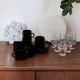 Arcoroc black octagonal coffee set