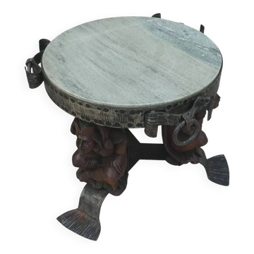 Jean-maurice rothschild (1902-1999) table basse en fer forgé et marbre