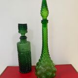 Italian Empoli carafe with bubbled glass