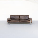 Foster & Partners ‘Still Sdc250’ curved sofa in brown leather for Molteni & C