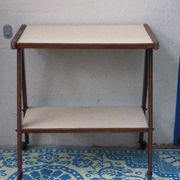 Service rolling feet wood and formica 1950