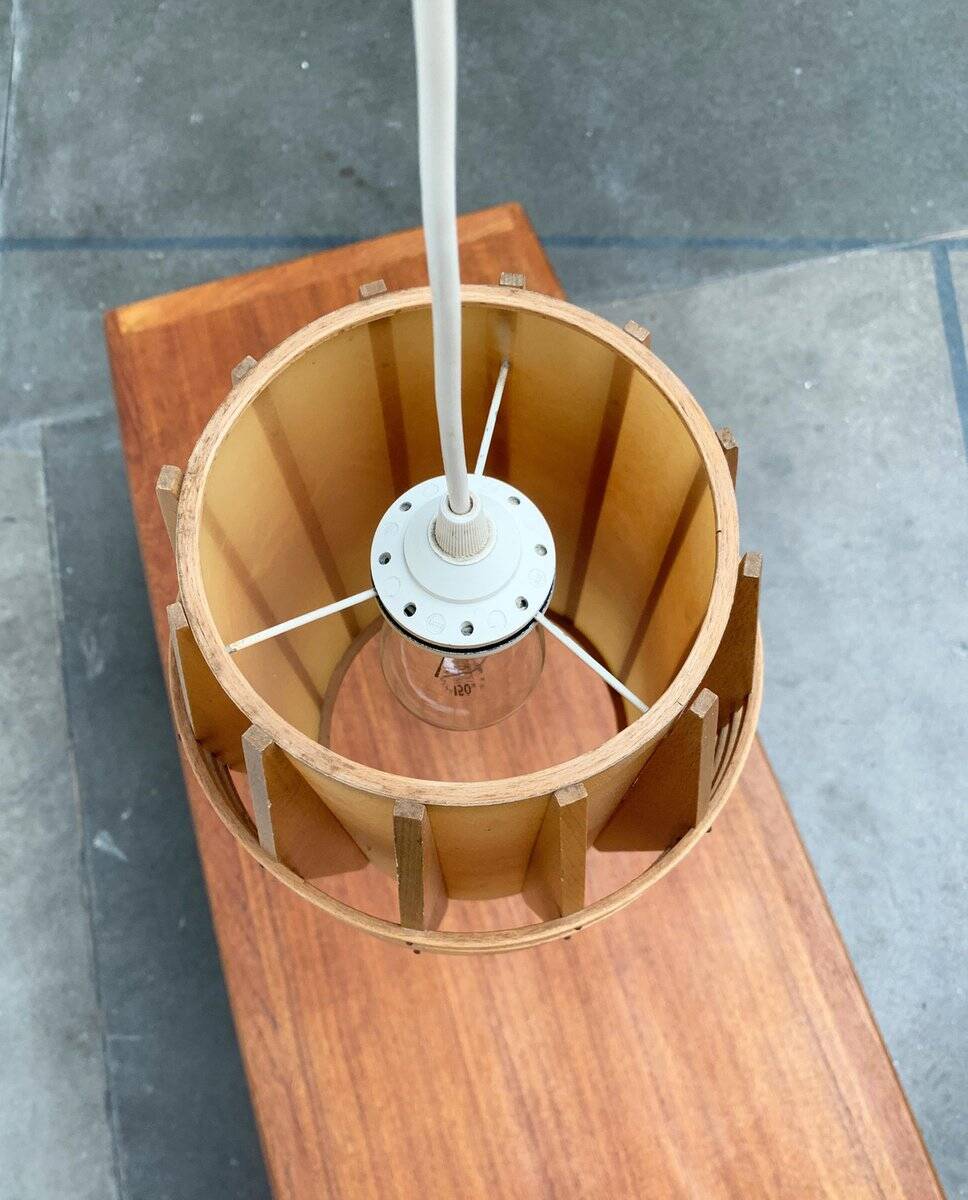 Mid-Century Wooden Cocoon Pendant Lamp