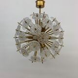 Val Saint Lambert crystal sputnik gold chandelier , 1960’s