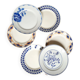 Old flat plates mismatched in earthenware